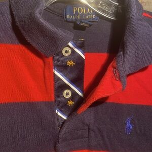 Polo Ralph Lauren Collard Polo Red & Navy Striped Pull Over SZ Small (8)